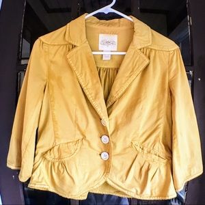 Mustard yellow cotton blazer jacket